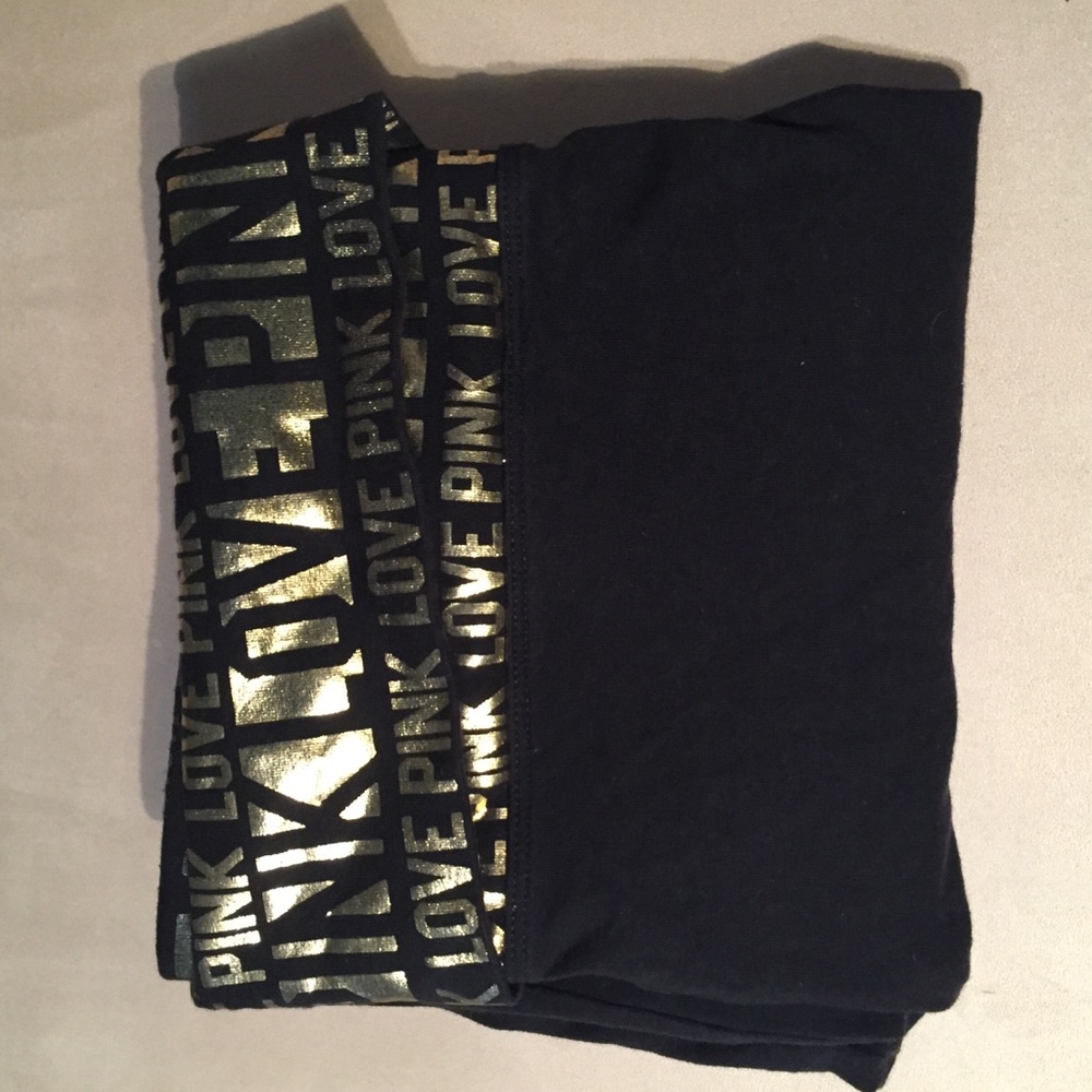 VS Pink Black and Gold Boot Leggings